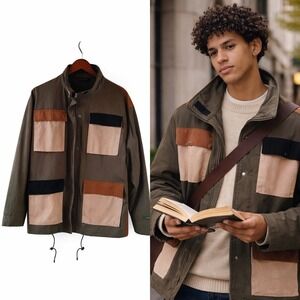 BLACK SCALE NWT Mens Large Colorblock Utility Jacket Patchwork Streetwear